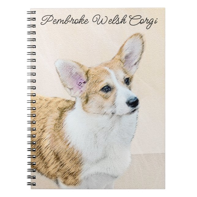 Carnet Pembroke Welsh Corgi Peinture - Art Chien original (Devant)