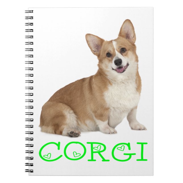 Carnet Pembroke Welsh Corgi Puppy Lime Green Love (Devant)