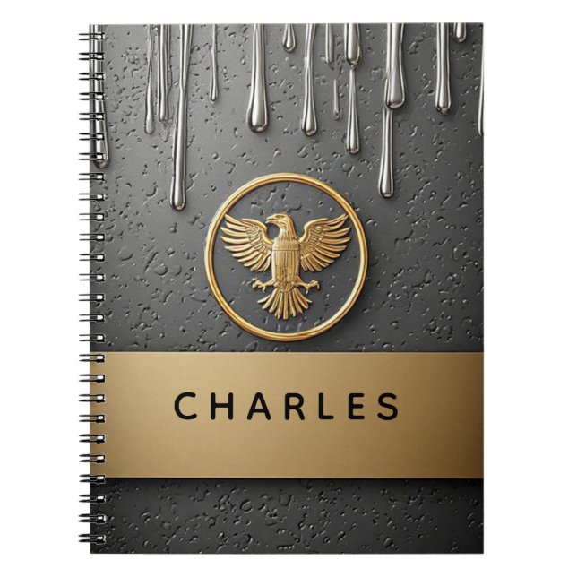 Carnet Pendentif Aigle Royal Métallique Liquide  (Devant)