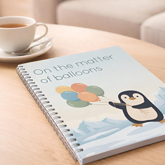 Carnet Penguin with Balloons | Dry Humour Custom Notebook (Coffee table)