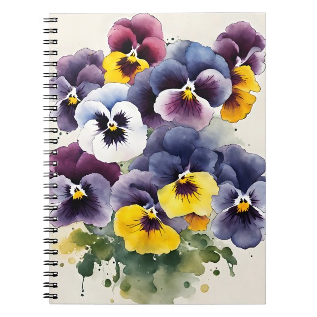 Carnet Pensée - Fleurs à l'aquarelle (Devant)