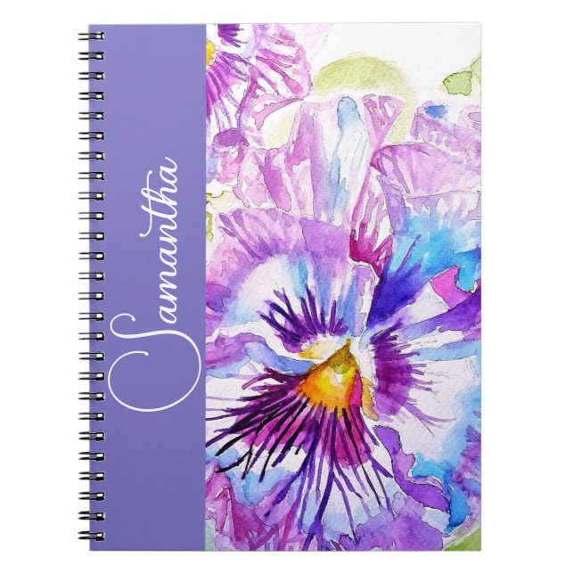 Carnet Pensée Violette Fleur de Fille Nom Floral Aquarell (Devant)