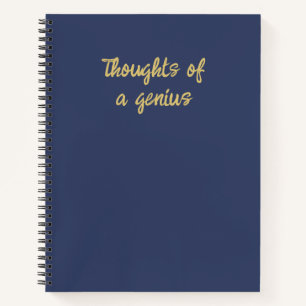 Carnet Pensées drôles d'un génie Citation Bleu Or 
