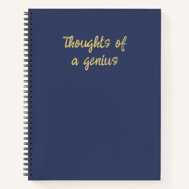 Carnet Pensées drôles d'un génie Citation Bleu Or  (Devant)