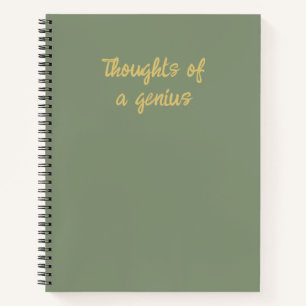 Carnet Pensées drôles d'un génie Vert sauge Or