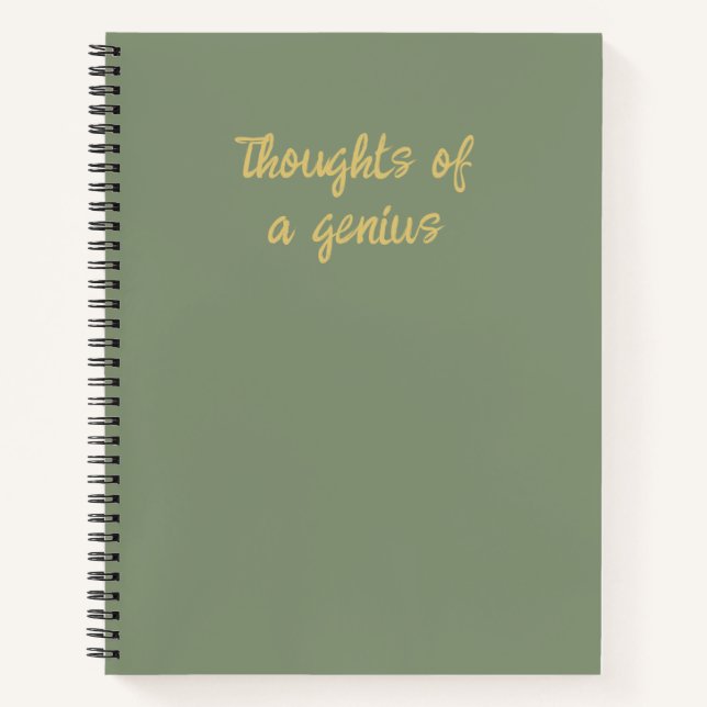 Carnet Pensées drôles d'un génie Vert sauge Or (Devant)