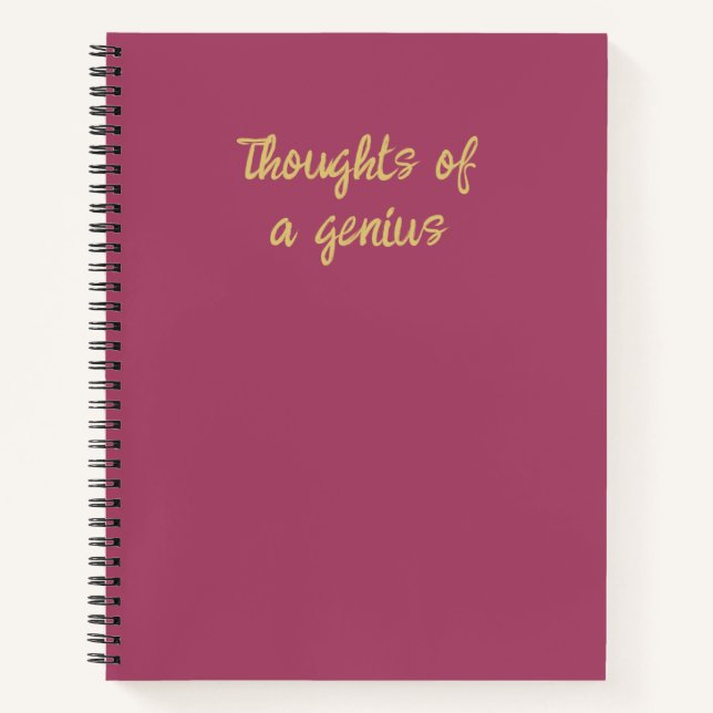 Carnet Pensées drôles roses et or d'un génie (Devant)