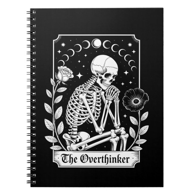 Carnet penseur excessif squelette gothique sombre Hallowe (Devant)