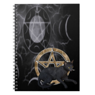 Carnet pentacle Wiccan avec chat noir