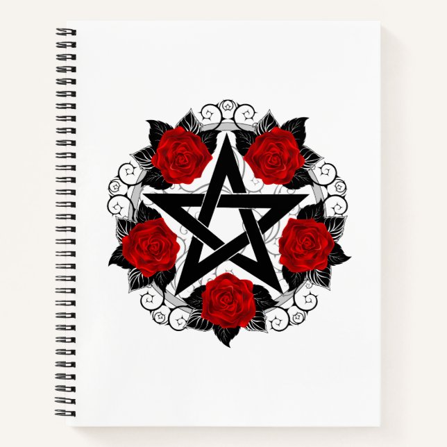 Carnet Pentagramme aux roses rouges (Devant)