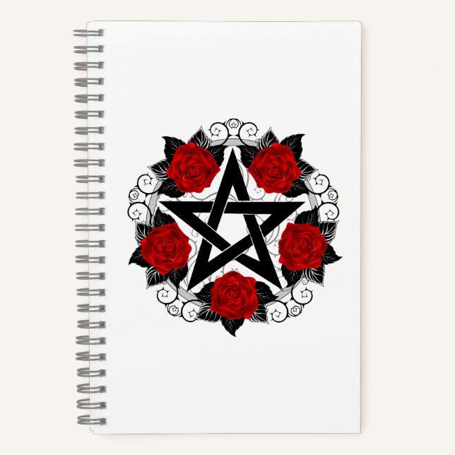 Carnet Pentagramme aux roses rouges (Recto)