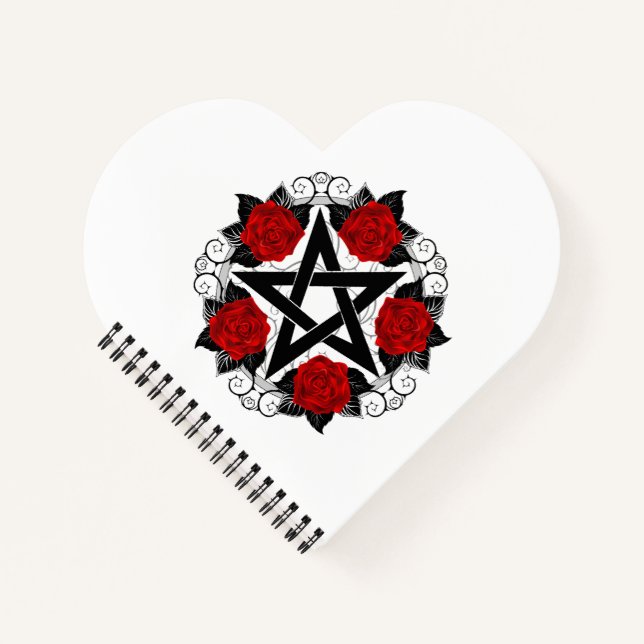 Carnet Pentagramme aux roses rouges (Devant)