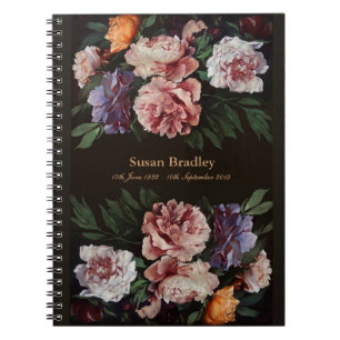 Carnet Peonies 3 Memorial ou Funeral Guest Book