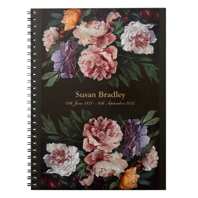 Carnet Peonies 3 Memorial ou Funeral Guest Book (Devant)