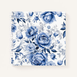Carnet Peonies bleues