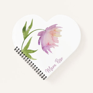 Carnet *~* Peony Girly Chic Feminine Aquarelle Coeur