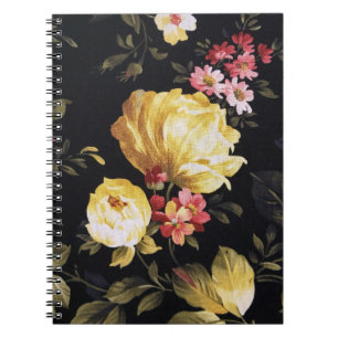 Carnet Peony jaune design sur noir