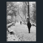 Carnet People at park in snowy winter day<br><div class="desc">People walk at park in a winter day in Istanbul. It snows heavily. Beauty of nature and people in winter concept.</div>