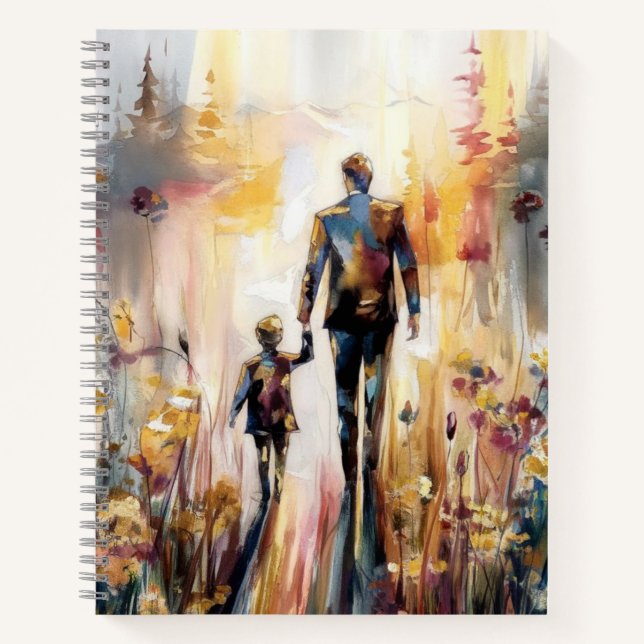 Carnet Père et enfant ensemble, aquarelle abstraite (Devant)