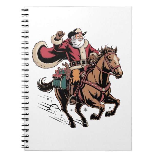 Carnet Père Noël cow-boy à cheval Noël  (Devant)