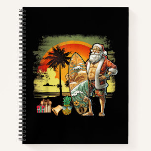 Carnet Père Noël de surf d'été tropical 6 Pack Noël