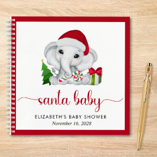 Carnet Père Noël Elephant Christmas Baby Boy Shower Invit