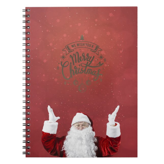 Carnet Père Noël,Flocons de neige,Rouge  (Devant)