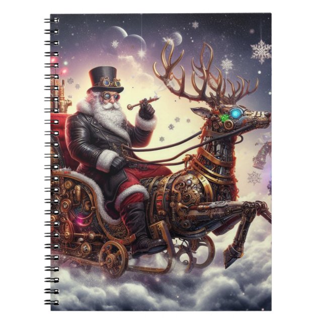 Carnet Père Noël/Reindeer steampunk Noël/hiver (Devant)