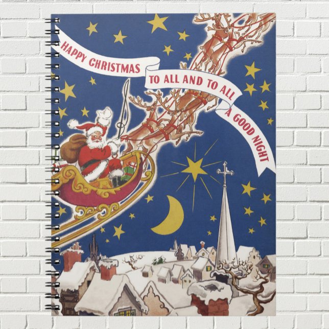 Carnet Père Noël Vintage Avec Renne Volant (Créateur téléchargé)