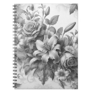 Carnet Perfection florale noire et blanche