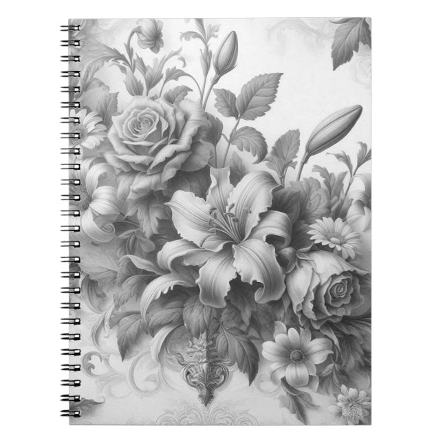 Carnet Perfection florale noire et blanche (Devant)