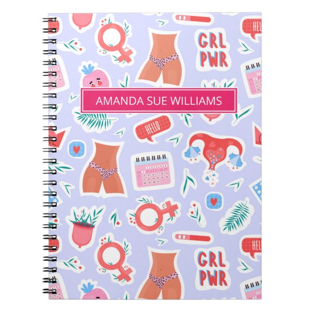 Carnet Period / Menstrual Cycle - Your Name /Monogram  (Devant)