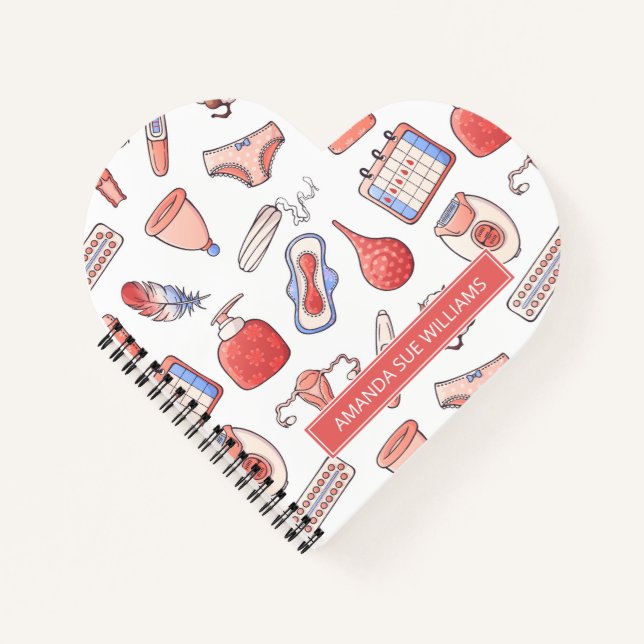 Carnet Période / Cycle menstruel - Votre nom /Monogramme  (Devant)