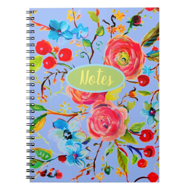 Carnet Périwinkle rose et cerise en fleur (Devant)