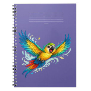 Carnet Perroquet Coloré Heureux en Vol Design d'Oiseau Ka