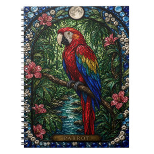 Carnet Perroquet, Fleur de la Forêt Tropicale en Verre Ca