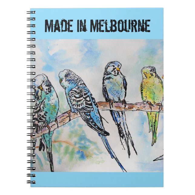 Carnet Perroquet Perruche Oiseau Fabriqué à Melbourne Ois (Devant)