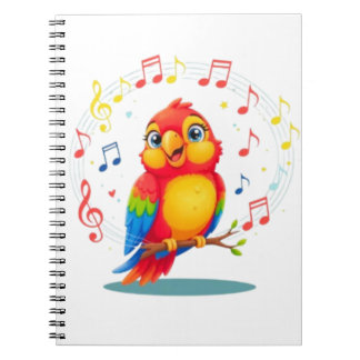 Carnet **Perroquet qui chante – Illustration mignonne de