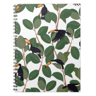 Carnet Perroquet toucan avec ficus palm feuilles sans sou