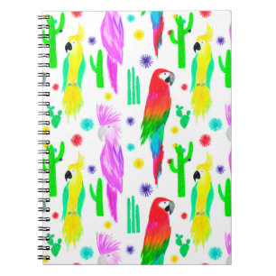 Carnet Perroquets coloré sans couture motif dessiné à la