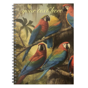 Carnet perroquets de scène botanique vintage personnalisa