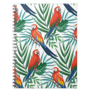 Carnet Perroquets tropicaux : Palmier luxuriant sans tran