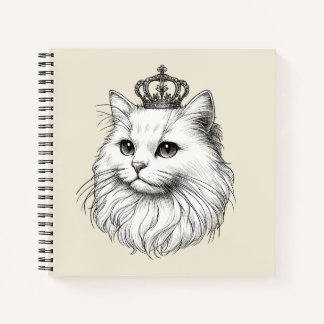 Carnet Persian Cat Wearing a Crown 