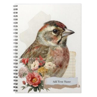 Carnet PERSONALISE Vintage Style Finch Bird Collage