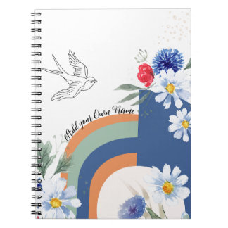 Carnet PERSONALIZE BOHO Flowers with Bird Notebook
