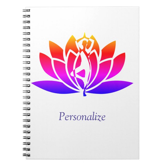 Carnet Personalize Illustrated Lotus Flower & Yoga Pose (Devant)