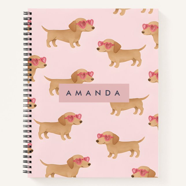 Carnet Personalized Adorable Dachshund Dog (Devant)