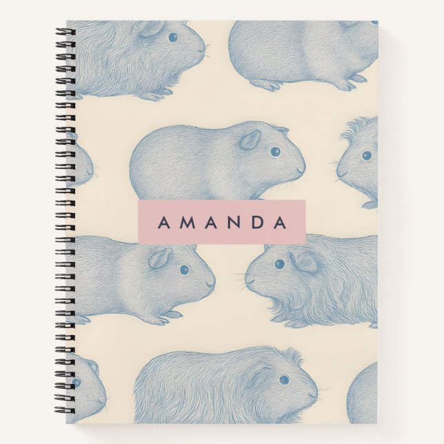Carnet Personalized Aesthetically Cute Guinea Pigs Patter (Devant)