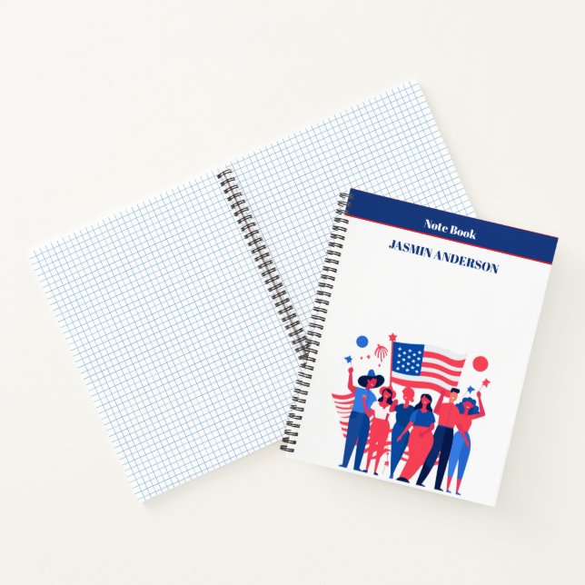 Carnet Personalized American Flag Patriotic USA  (Intérieur)