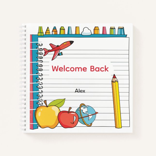 Carnet Personalized Back to School Apple Notebook for Kid (Devant)